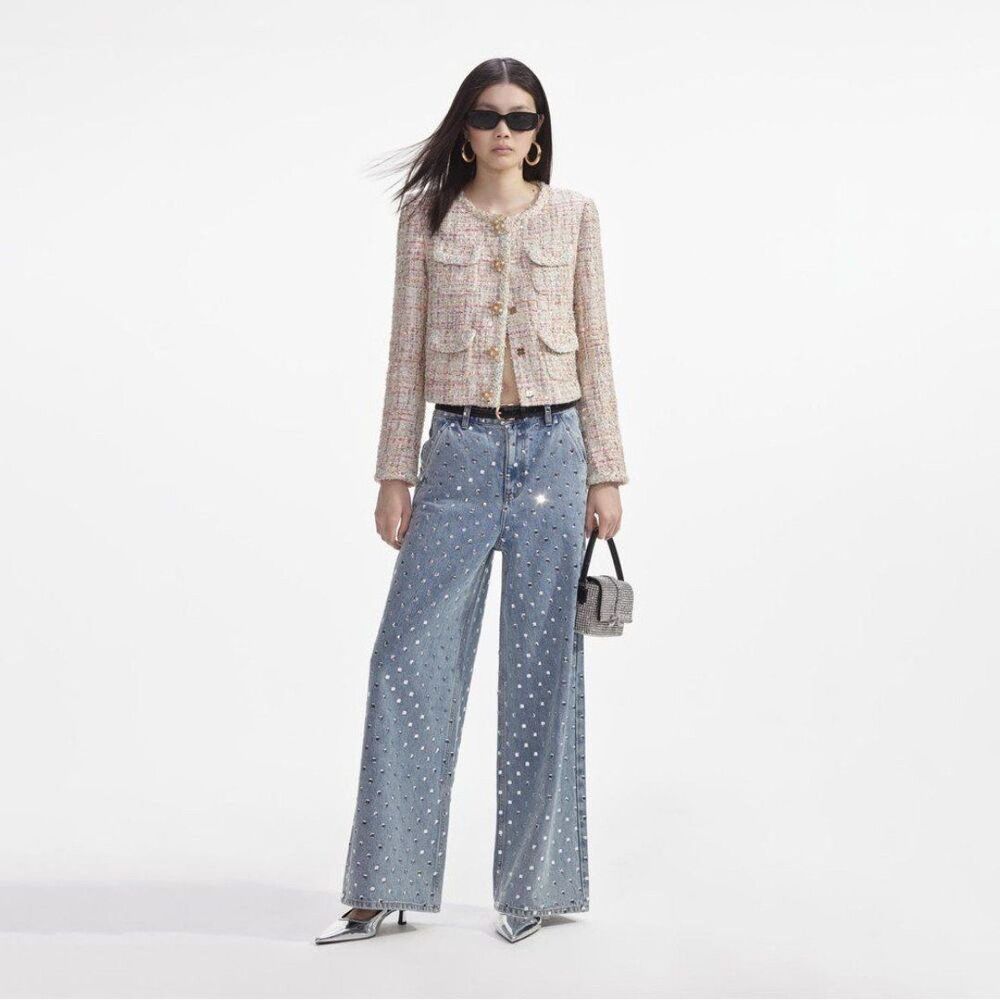 NWOT Self portrait  PASTEL BOUCLE BOXY JACKET - Picture 2 of 12